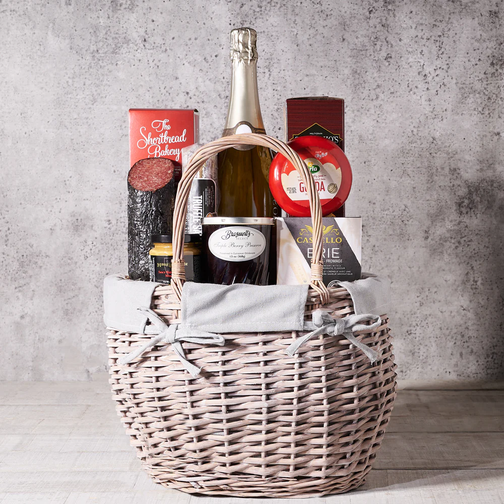 Champagne and Cheese Sparkler Gift Basket