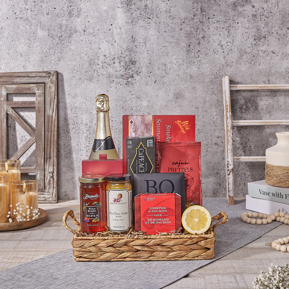 Champagne & Salmon Gourmet Gathering Basket