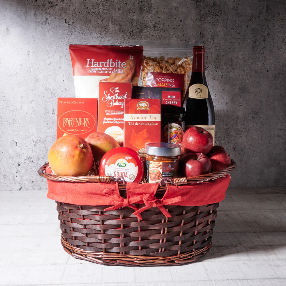 Irresistible Scarlet Treats Wine Gift Basket