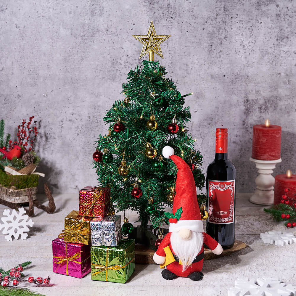 The Festive Gnome & Wine Tree Set