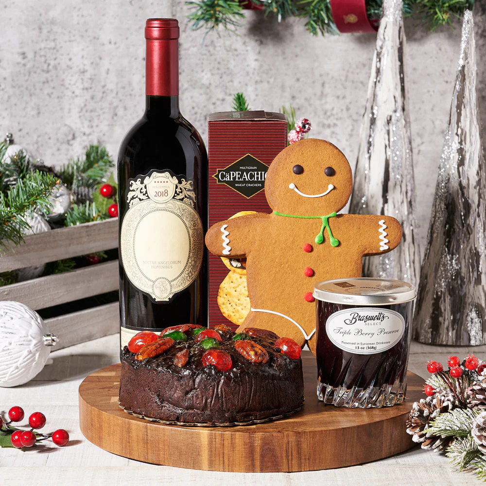 The Gingerbread Christmas Wine & Fruitcake Gift